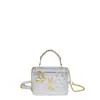 Bolsa de Mão Nova Moda Verão Padrão Diamante, Nova Bolsa de Ombro com Corrente para Mulheres, Pequena Bolsa Caixa de Maquiagem Transversal Estilo Chanel