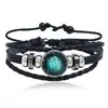Joyería Creativa Más Vendida Simple Nuevo Pulsera de Cuero PU con Cuentas de 12 Constelaciones Pulsera Ajustable Mismo Estilo para Hombres y Mujeres