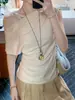 Camiseta Falsa de Duas Peças Ombro a Ombro para Mulheres Verão 2026 Nova Slim-Fit Versátil Elegante Top Elegante para o Trabalho