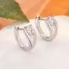 Pendientes de gota de agua huecos de doble capa con diamantes, de venta caliente, personalizados, pequeños, a la moda, exquisitos y versátiles, joyería para orejas, venta al por mayor transfronteriza