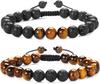 Pulsera exclusiva transfronteriza de piedra volcánica natural ojo de tigre con cuentas para hombres y mujeres, pulsera de ágata, pulsera europea y americana