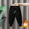 Pantalones gruesos con forro polar para niños Pantalones cálidos de invierno para niños de una sola pieza de terciopelo y algodón pantalones de estilo occidental combinables para niños pequeños y medianos comercio exterior