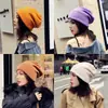 Sombrero para Mujer Otoño e Invierno Sombrero de Lana Negro Tejido Moda Coreana de Moda Sombrero de Luna Informal de Invierno Postparto Sombrero Coreano para el Frío