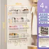Estante para especias, no requiere taladro, estante de almacenamiento multicapa de hierro ultraestrecho montado en la pared para cocina, con ganchos para espátulas y otros utensilios