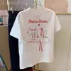 2026 Verão Nova Estampa Divertida Camiseta de Manga Curta Feminina Estilo Coreano Solta Gola Redonda Top