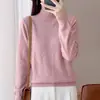 Cross2026 Otoño/Invierno Nuevo Suéter de Punto de Cuello Medio Alto de Manga Larga para Mujer Color Sólido Lentejuela de Perlas Taladro Caliente Jersey Camisa Base Superior