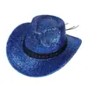 Chapéu de Cowboy com Glitter Transfronteiriço Chapéu de Cowboy com Glitter Rosa Boate Dança Carnaval Festa na Praia Topete com Glitter Dourado