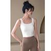 Colete sem alças feminino sem mangas com almofada no peito Slim-fit fino bonito de volta pequena alça Tube Top com gola quadrada top curto
