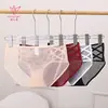 2025 Novo Estilo Francês Sexy Renda Vazada Calcinha Feminina Tiras Finas Cruzadas Cobertura do Quadril Renda/Tule Roupa Íntima