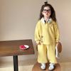 Conjunto de Moletom para Meninas 2025 Novo Roupas Infantis de Primavera e Outono Estilo Coreano Bebê Estudante Menina Fashion Conjunto de Duas Peças
