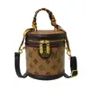 Bolso Bandolera de Hombro Estampado Vintage para Mujer 2026 Nuevo de Moda Monograma Bolso Cubo Moda Transfronteriza Bolso Cilindro de Mano