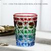 Vaso de whisky con cuadros a rayas de estilo vintage pintado a mano, de vidrio, para el hogar, creativo, de alto valor cromático