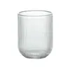 Vaso de Vidrio Transparente con Rayas Verticales de Color Natural para Agua, Enjuague Bucal, Cepillado de Dientes y Lavado; Taza Repujada para Hogares, Hoteles y Casas de Huéspedes