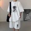 Camiseta de manga corta para hombre, traje deportivo casual de verano, gofrado, canalla, guapo, ropa de hombre de alta gama, un conjunto completo de ropa