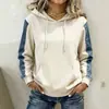 2026 Nueva Sudadera con Capucha Patchwork Transfronteriza de Amazon, Suéter de Manga Larga Holgado, Top con Bolsillo para Mujer, Chaqueta Casual