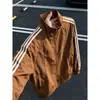 Chaqueta de aviador deconstruida estilo americano azul marino, cortavientos casual de otoño para hombre para exteriores, cuello alto, chaqueta de béisbol atlética a rayas