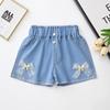 Shorts de Verão para Meninas Novos Shorts Jeans Quentes Infantis Soltos Bebê Quente Flores Crianças Médias e Grandes Casual Calças Curtas Finas