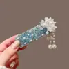 Pasador de Pelo con Borla de Campana de Diamante Azul para Mujer, Accesorio de Pelo Exquisito de Gama Alta, Pinza Lateral, Pasador de Pelo, Pinza BB Lateral de Estilo Antiguo