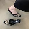Mules Puntiagudos 2026 Nuevo Estilo Zapatos de Medio Uso Cerrados para Mujer, Uso Exterior de Verano, Tacones Delgados, Elegantes Zapatillas de Tacón Alto de Pedrería Estilo Hada