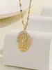 Collar para Mujer Cruz de Oriente Medio Transfronterizo Nuevo Estilo Producto de Origen Cobre Microincrustado Circonita Color Moda Joyería Lujo Ligero (Zircón de Color Aleatorio)