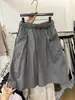 Calça de Trabalho de Cinco Pontos com Pregas e Babados de Cintura Alta Estilo Coreano para Mulheres, Verão 2026, Shorts de Perna Larga Emagrecedores na Cor Verde Militar