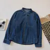 2026 Principios de Otoño Nuevo Estilo Coreano Moda Solapa Manga Larga Camisa de Mezclilla Mujer Holgada Adelgazante Versátil Top Retro