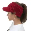 2018 AliExpress ebay Europa y Estados Unidos para otoño e invierno etiqueta CC punto de color en la visera parte superior vacía coleta retorcida gorro de punto pullover