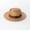 Moda Europea y Americana Primavera y Verano Cinta Bicolor Anillo de Hierba Tejido a Mano Hoja de Girasol Top Sombrero de Paja de Ala Ancha Sombrero de Paja para Sombrilla de Sol en la Playa al Aire Libre