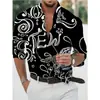 Camisas Nuevas para Hombre de Venta Caliente de Exportación Europea y Americana Transfronteriza, Tops de Manga Larga con Cuello de Moda Estampado Digital 3D Fresco