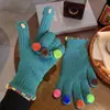 Luvas Quentes Estilo Ins Coreano Fofo, Luvas de Tricô Sem Dedos Pequenas Feijão Doce de Cinco Dedos, Adequadas para Ciclismo de Inverno e Uso em Tela Sensível ao Toque