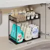 Gabinete de Baño Estante de Almacenamiento Integrado, Estante de Almacenamiento para Lavabo de Baño, Organizador de Cosméticos de Doble Capa para debajo del Lavabo