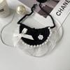 Explosivo Elegante Gato Perro Tejido Resbaladizo Toalla Blanco y Negro con Encaje Noble para Mascotas Perla Babero Babero
