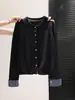 Cárdigan de Punto Patchwork a Cuadros Vintage para Mujer, Chaqueta Suéter de Dos Piezas para Primavera y Otoño, Top Corto de Botones