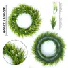 1 Pieza Corona de Flores Artificiales para Exteriores, Hojas Verdes Exuberantes + Gipsofila Rosa, Corona Floral Artificial de Primavera Verano para Puerta, Corona de Follaje Artificial Hecha a Mano para Puerta Principal, Ventana, Decoración Interior Exterior, Guirnalda Artificial Rústica de Granja Colgante
