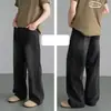 Jeans Masculino Transfronteiriço Sudeste Asiático Versátil Lavado Wide-Leg Jeans Masculino Retrô Desgastado Solto Calça Reta