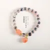[Gas de durazno completo] corazón de caramelo colorido ágata pulsera tejida hecha a mano diy pulsera con cierre de seguridad de cristal de fresa para mujer