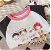 Camiseta de Manga Larga para Niña, Estilo Primavera y Otoño, Estampado de Dibujos Animados Estilo Coreano, Camiseta Interior de Color Contrastante, Lindo Conjunto de Primavera Falso de Dos Piezas para Bebés Niñas
