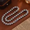 Conjunto de Joias Corrente de Tênis com Zircônia Redonda Estilo Europeu e Americano, Conjunto de Duas Peças com Pulseira e Colar Redondos, Joia de Mão Cubana e Acessório de Pescoço