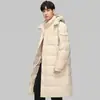 Jaqueta Corta-Vento Puffer Leve com Capuz Estilo Casual Simples Montanha Estilo para o Dia a Dia Longa para Uso Externo Estilo Casal Roupa Externa Brilhante