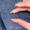 Anillo de Flor Azul Brillante con Pedrería Verano Estilo Coreano para Mujer Lujo Ligero Temperamento Dulce Personalidad Anillo para Dedo de Uso Diario Anillo para Dedo Índice