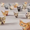 Origami Geométrico Gatos y Perros Semi-Terminados DIY Transfronterizo Animales Plegables Hechos a Mano para Niños Origami 50 Hojas Varios Tipos de Gatitos