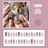 24 Peças Unhas Postiças Flor Gradiente Fofas Frescas Versáteis Venda de Banca Unhas Destacáveis Usáveis Peças de Unha Atacado Loja de 2 Yuan