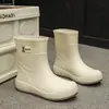 Botas de Lluvia de Moda Transfronterizas para Mujer, Cortas, Suela Suave, Cómodas, Estilo Coreano, Versátiles, Zapatos de Agua, Zapatos para Acampar al Aire Libre, Zapatos Impermeables para Lavar el Coche