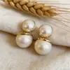 Brincos Grandes de Pérola Meia-Lua Estilo Retrô de Celebridade da Internet Coreana Novos Tendência High-End Luxo Leve para Mulheres