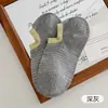 Meias Femininas de Verão Finas Absorventes de Suor Respiráveis Baixo Corte Invisíveis Estilo Japonês Listradas Cano Curto Antiderrapantes com Fixação no Calcanhar Meias Curtas