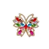 Broche de mariposa vintage europeo y americano con pedrería de colores, alfiler de aleación de lujo ligero incrustado, accesorio para abrigo y traje, accesorio para corsage
