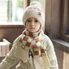 Conjunto de Gorro y Bufanda para Niños Estilo Coreano Invierno Cálido Lana Tejida para Niños y Niñas, Tallas Mediana y Grande Gorro de Punto Forrado de Felpa para Estudiantes