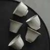 Xícara de Chá Antiga de Argila com Esmalte Cinza da Dinastia Tang e Song, Conjunto de Chá Kung Fu, Xícara de Chá de Cerâmica com Três Pés, Parede Fina, para Uso Doméstico, Xícara Única, Pequena Capacidade