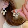 Pendientes de circonita con flores irregulares, ligeros, lujosos y elegantes de alta calidad para mujer, nuevos pendientes de perlas de estilo occidental 2023.