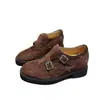 Mocasines Versátiles de Tacón Oculto para Mujer 2026 Nuevo Estilo Otoño Estilo Británico Zapatos Monk Tallados Zapatos de Cuero Pequeños Brogue
